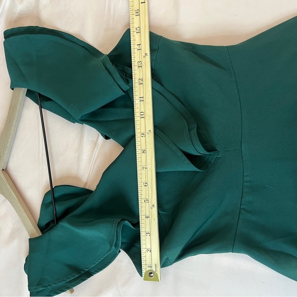 Lulus Divine Darling Hunter Green Ruffled V-Neck Skater Dress NWT Size XS‎ - Picture 14 of 15